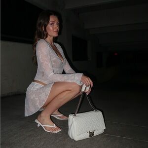 Chanel Icons Secret Label Flap Bag White Quilted Leather Shoulder Bag